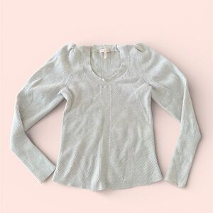 Rebecca Taylor Ribbed Long Sleeve Top - Light Gray